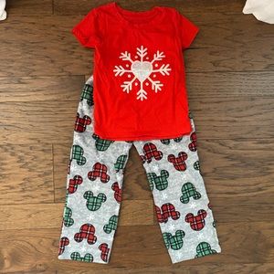 Mickey Mouse and Snowflake Christmas Holiday Pajama Set Size 4T